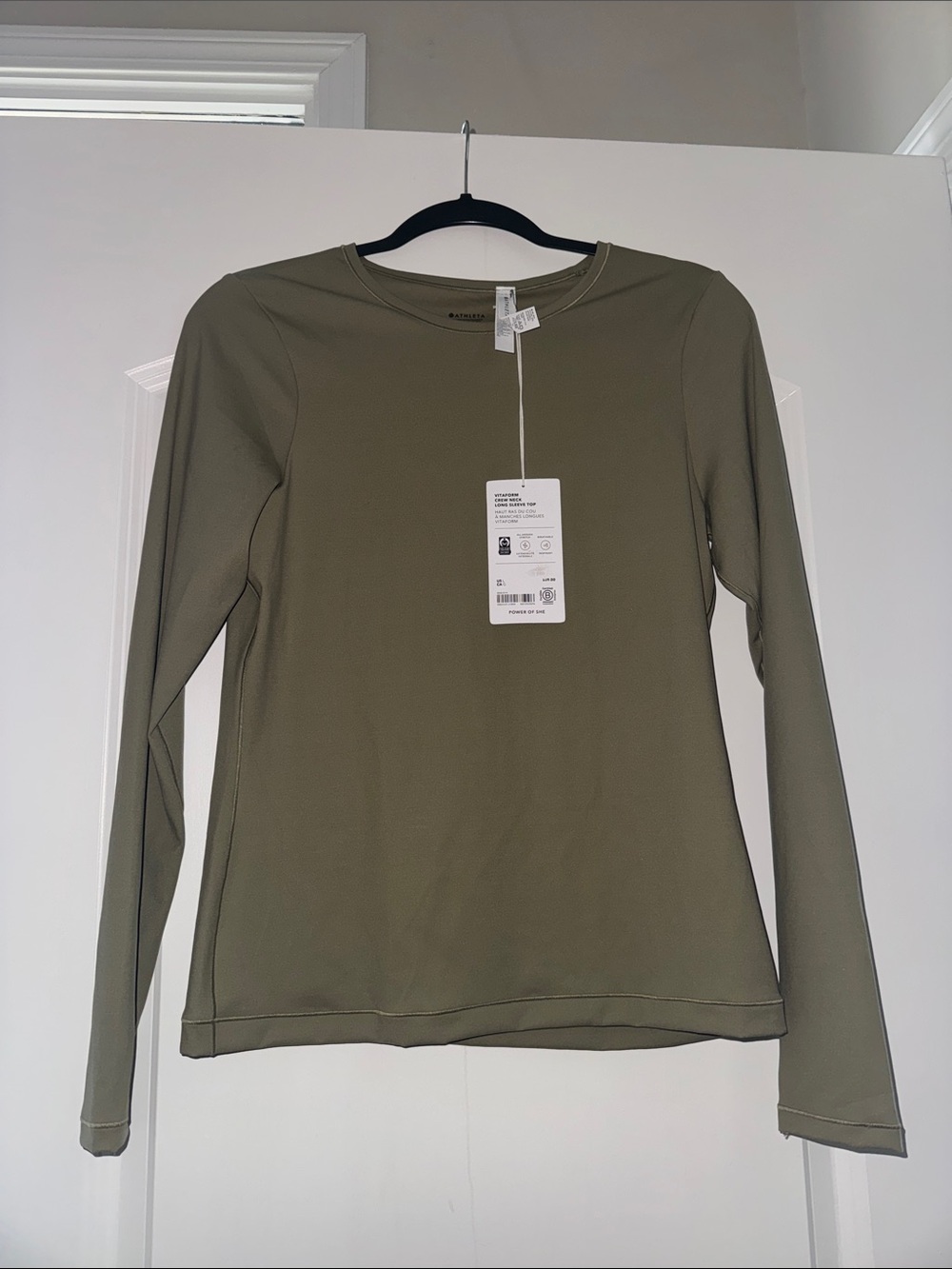 Athleta Vitaform Crew Neck Long Sleeve Top - Olive Green